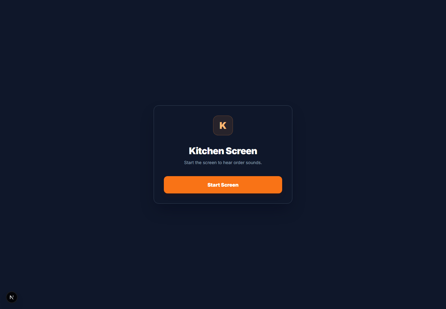 Kitchen display with active tickets